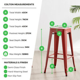 Furniturebox Set Of 2 Colton 'tolix' Style Black Metal Bar Stools - thumbnail 3