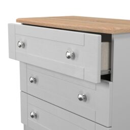 Santander Ready Assembled Matt Grey & Oak 3 Drawer Wide Chest (H)692mm (W)765mm (D)415mm - thumbnail 4