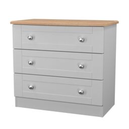 Santander Ready Assembled Matt Grey & Oak 3 Drawer Wide Chest (H)692mm (W)765mm (D)415mm - thumbnail 2