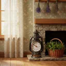 Lantern Oil Lamp Table Clock Shiny Black 21Cm Metal Desk Clock Battery Operated Silent Non-Ticking Alarm Clock For Bedroom - thumbnail 3