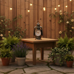 Lantern Oil Lamp Table Clock Shiny Black 21Cm Metal Desk Clock Battery Operated Silent Non-Ticking Alarm Clock For Bedroom - thumbnail 5