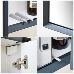 Homestylestore 600 X 650mm Anthracite Wall Mounted Mirrored Door Bathroom Cabinet - thumbnail 2
