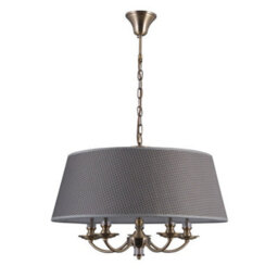 Luminosa Lighting Luminosa Classic Hanging Pendant Antique Bronze 5 Light  With Grey Shade, E14 - thumbnail 1