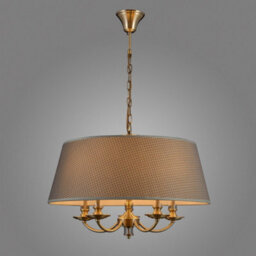 Luminosa Lighting Luminosa Classic Hanging Pendant Antique Bronze 5 Light  With Grey Shade, E14 - thumbnail 2
