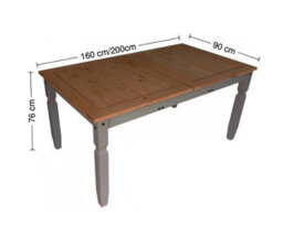 Mercers Furniture Corona Grey Wax Large Extending Dining Table Solid Wood Pine Wooden With Mexican Styling - thumbnail 2