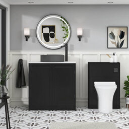 Royal Bathrooms Royal Bathroom Elmore 800mm Nocturne Black Freestanding Bathroom Vanity Unit 2 Door Plain White Worktop With Art Round Basin - thumbnail 5