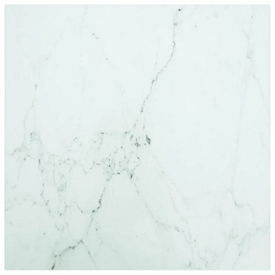 Berkfield Table Top White 50X50 Cm 6 mm Tempered Glass With Marble Design - image 1
