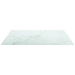 Berkfield Table Top White 50X50 Cm 6 mm Tempered Glass With Marble Design - thumbnail 3
