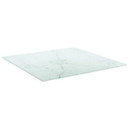 Berkfield Table Top White 50X50 Cm 6 mm Tempered Glass With Marble Design - thumbnail 2