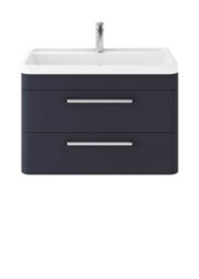 Hudson Reed Solar Wall Hung 2 Drawer Vanity Unit & Polymarble Basin, Indigo Blue Matt, 800 X 540 X 450mm - thumbnail 1
