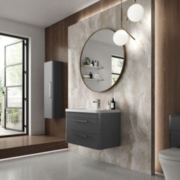 Hudson Reed Solar Wall Hung 2 Drawer Vanity Unit & Polymarble Basin, Indigo Blue Matt, 800 X 540 X 450mm - thumbnail 2