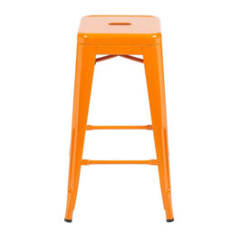 "Fwstyle Bistro Metal Bar Stools Set Of 4 30"" Orange Gloss Galvanised Steel Indoor & Outdoor Ready Assembled" - thumbnail 4