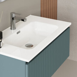 Banyetti Linea Ocean Blue Ribbed Wall Hung Vanity Unit 800mm X 460mm - thumbnail 3