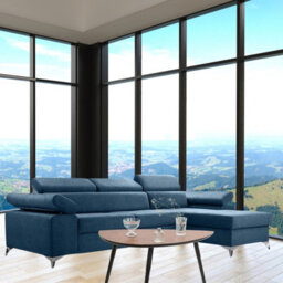 Idri L Shaped Corner Sofa Bed With Storage And Sprung Seating Blue Right Corner Side