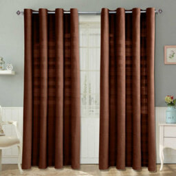 "Homescapes Cotton Rajput Ribbed Chocolate Brown Curtain Pair, 66 X 72"" Drop"