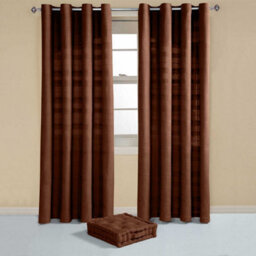 "Homescapes Cotton Rajput Ribbed Chocolate Brown Curtain Pair, 66 X 72"" Drop" - thumbnail 3