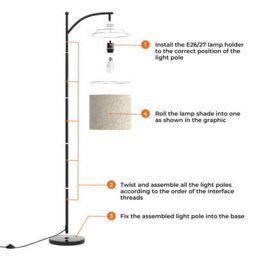 Emitto Standing Floor Lamp With Led Light Remote Foot Switch For Living Room - thumbnail 9