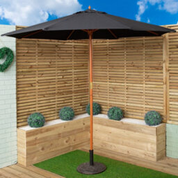 Samuel Alexander 2.7M Outdoor Wooden Garden Parasol Sun Shade With Carry Bag In Black - thumbnail 1