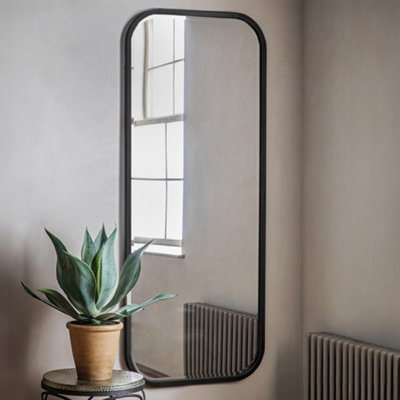 Agenzia 14 Large Black Curved Metal Frame Full Length Wall Mirror 156.5 X 65.5Cm - image 1