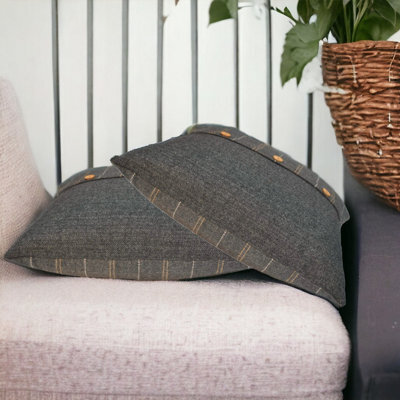 Artisan Furniture Solid Wood Quinn Pewter Cushion Set Of 2 - image 1