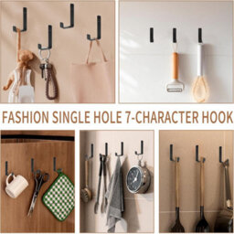 Pcs Black Metal Wall Hooks, Coat Rack Hooks For Clothes, Hats, Bags, Keys For Bedroom, Bathroom, Kitchen, Single Hole - thumbnail 4