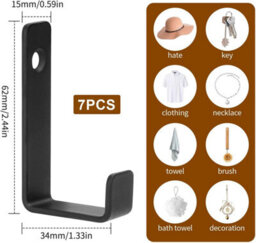 Pcs Black Metal Wall Hooks, Coat Rack Hooks For Clothes, Hats, Bags, Keys For Bedroom, Bathroom, Kitchen, Single Hole - thumbnail 2