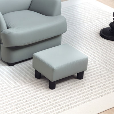Homcom Chic Faux Leather Footstool Small Footrest With 4 Plastic Legs, Grey - image 1