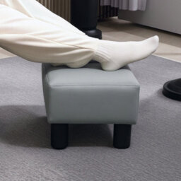 Homcom Chic Faux Leather Footstool Small Footrest With 4 Plastic Legs, Grey - thumbnail 6