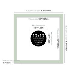 "10X10"" Mint Green Picture Frame - 10X10"" Square Frame With 6X6"" Mount For 10X10""/6X6"" Pictures Moderrn Style Thin Edge, 1 Pack" - thumbnail 2
