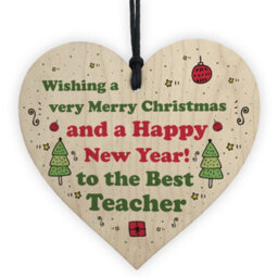 Red Ocean Christmas Gift For Best Teacher Wooden Heart Thank You Gift For Teacher From Child - thumbnail 1