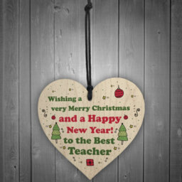 Red Ocean Christmas Gift For Best Teacher Wooden Heart Thank You Gift For Teacher From Child - thumbnail 2