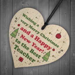 Red Ocean Christmas Gift For Best Teacher Wooden Heart Thank You Gift For Teacher From Child - thumbnail 6
