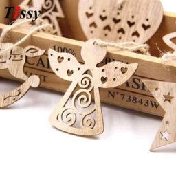 6Pcs Vintage Wooden Pendants Hanging Ornaments - thumbnail 3