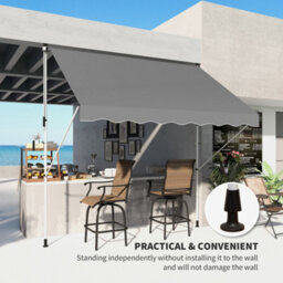 Outsunny 3 X 1.5 M Retractable Patio Awning Floor-To-Ceiling Shade, Grey - thumbnail 8