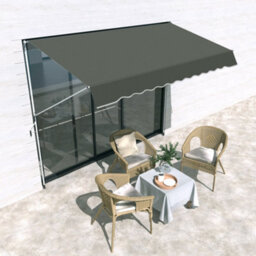 Outsunny 3 X 1.5 M Retractable Patio Awning Floor-To-Ceiling Shade, Grey - thumbnail 1