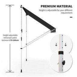 Outsunny 3 X 1.5 M Retractable Patio Awning Floor-To-Ceiling Shade, Grey - thumbnail 7