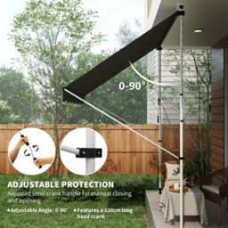 Outsunny 3 X 1.5 M Retractable Patio Awning Floor-To-Ceiling Shade, Grey - thumbnail 6