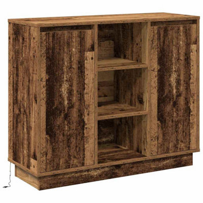 Berkfield Modern Sideboard With Led Old Wood 90X32X75 Cm Engineered Wood