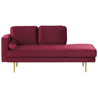 Beliani Left-Hand Chaise Longue Miramas Velvet Dark Red - image 1