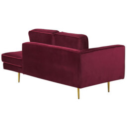 Beliani Left-Hand Chaise Longue Miramas Velvet Dark Red - thumbnail 5