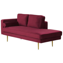 Beliani Left-Hand Chaise Longue Miramas Velvet Dark Red - thumbnail 4
