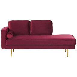 Beliani Left-Hand Chaise Longue Miramas Velvet Dark Red