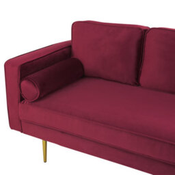 Beliani Left-Hand Chaise Longue Miramas Velvet Dark Red - thumbnail 6