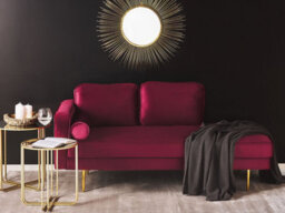 Beliani Left-Hand Chaise Longue Miramas Velvet Dark Red - thumbnail 2