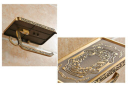 Pepte Toilet Roll Holder With Phone Shelf Wall Mounted High Quality Antique Brass - thumbnail 2