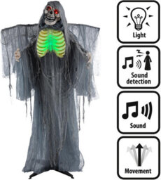 Boland Halloween Standing Reaper Decoration With Led Lighting, Sound & Motion 170Cm Grey - thumbnail 5