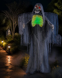 Boland Halloween Standing Reaper Decoration With Led Lighting, Sound & Motion 170Cm Grey - thumbnail 7