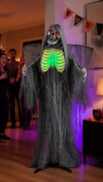 Boland Halloween Standing Reaper Decoration With Led Lighting, Sound & Motion 170Cm Grey - thumbnail 6