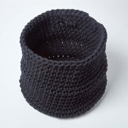 Homescapes Black Cotton Knitted Round Storage Basket, 42 X 37 Cm - thumbnail 2