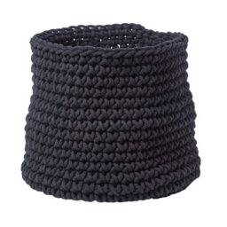 Homescapes Black Cotton Knitted Round Storage Basket, 42 X 37 Cm